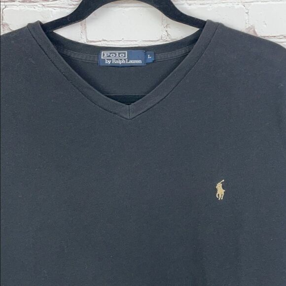 Polo by RL. Pony Logo V-Neck Tee shirt. Black.  L - Picture 1 of 7